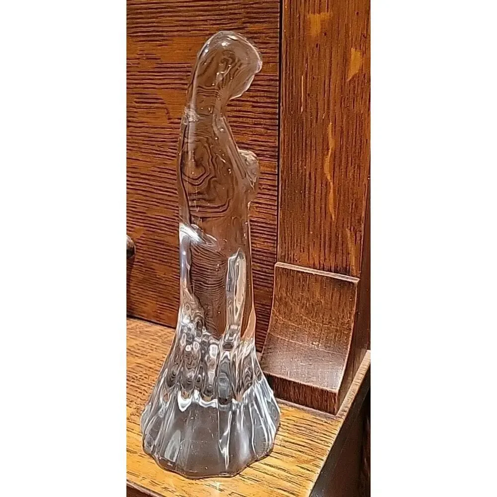 80s Crystal Madonna Virgin Mary and Baby Jesus Clear Glass 5.25